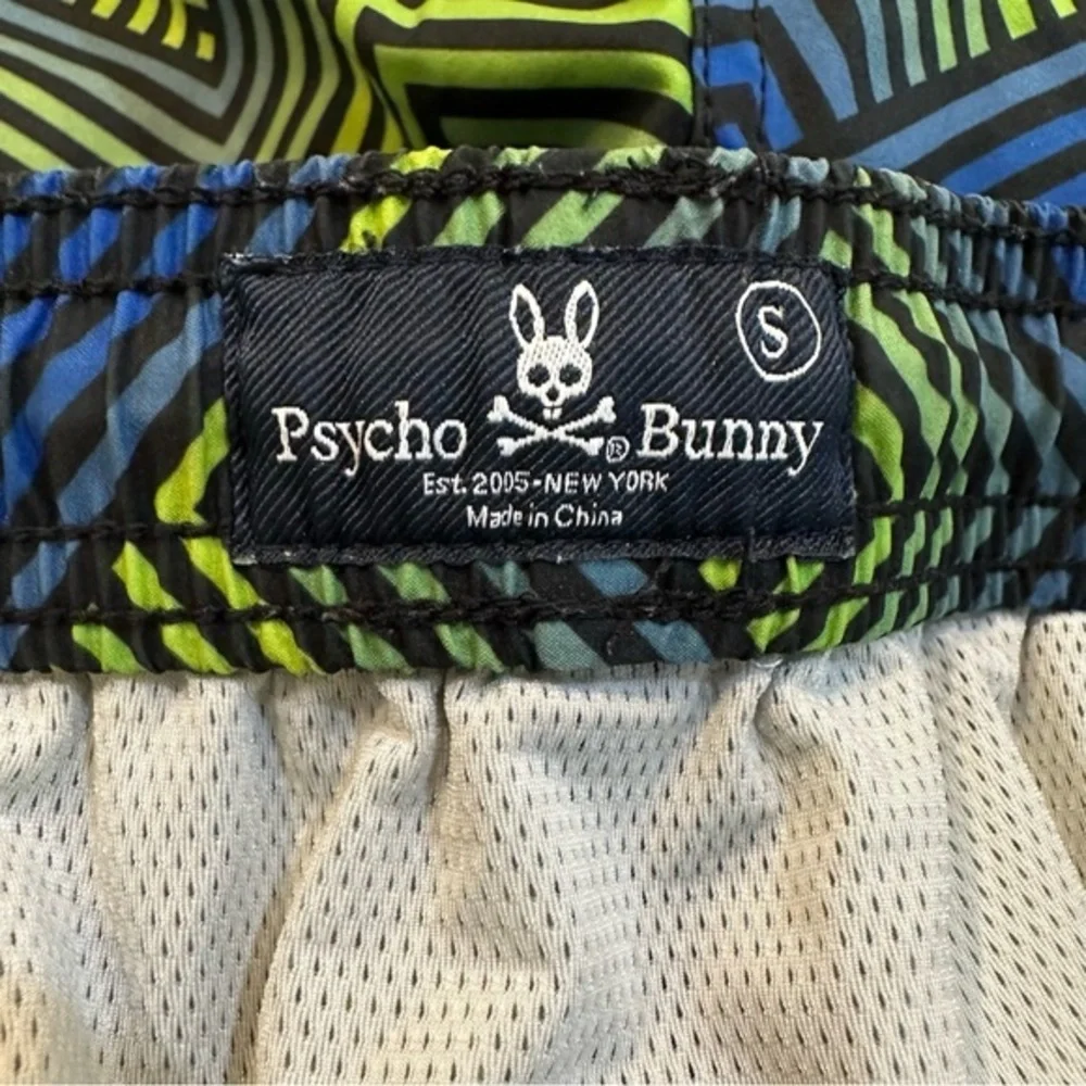 Psycho‎ Bunny Men's Adrian Chevron Zigzag Mesh Liner Swim Trunks Size Small